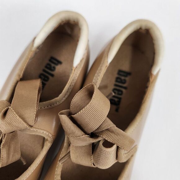BALERA Tan Elastic Strap Bow Beginner Tap Dancing Shoes Little Girl's SZ 12.5C - Picture 10 of 12